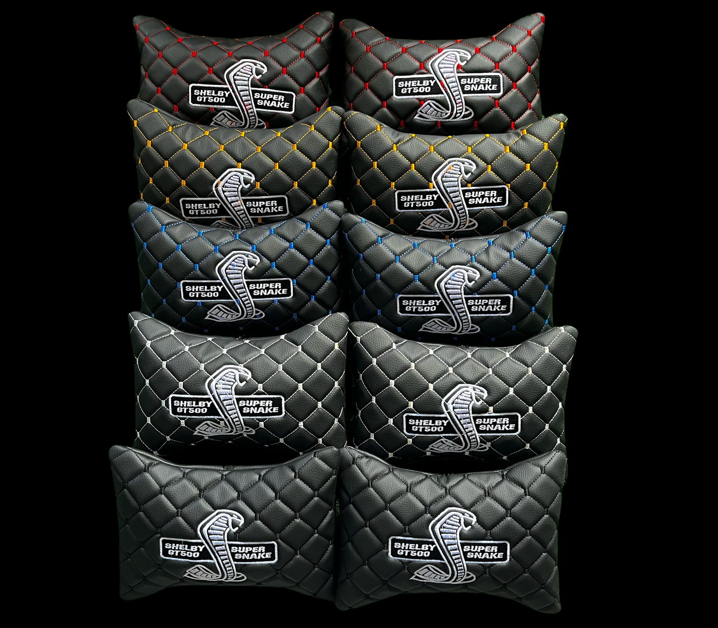 For Shelby GT500 Leather Neck Pillow - 2 Pieces
