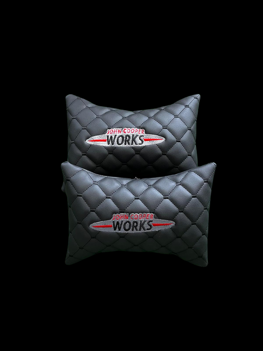 For MINI COOPER JOHN COOPER Leather Neck Pillow (2PCS)